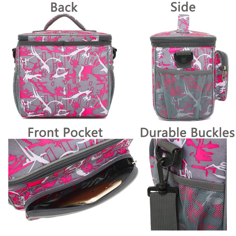 FlowFly Insulated Reusable Lunch Bag Adult Large Lunch Box for Women and Men with Adjustable Shoulder Strap,Front Zipper Pocket and Dual Large Mesh Side Pockets,Graffiti - Image 5